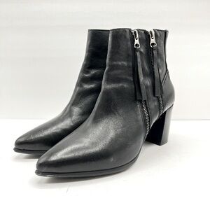 Eric Michael Women’s Sz 41 Black Leather Zipper Ankle Boots Fall Work Date
